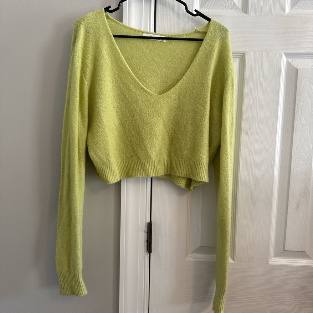 Lime Green Cropped Sweater